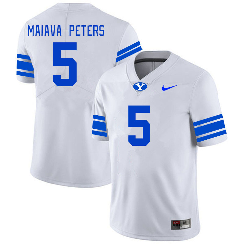 Men #5 Sol-Jay Maiava-Peters BYU Cougars College Football Jerseys Stitched-White